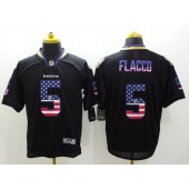Baltimore Ravens 5 Joe Flacco Black With USA Flag Number Football Elite Nike NFL Jersey