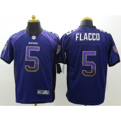 Baltimore Ravens 5 Joe Flacco Purple Team Color Elite Drift Fashion Nike Stitched NFL Jersey
