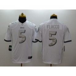 Baltimore Ravens 5 Joe Flacco White Limited Platinum Nike Stitched NFL Jersey