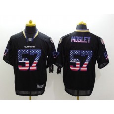 Baltimore Ravens 57 C.J. Mosley Black With USA Flag Number Football Elite Nike NFL Jersey