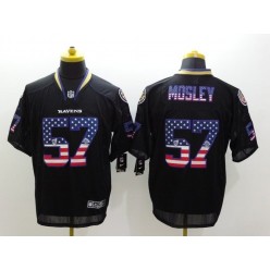 Baltimore Ravens 57 C.J. Mosley Black With USA Flag Number Football Elite Nike NFL Jersey