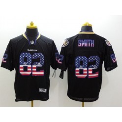 Baltimore Ravens 82 Torrey Smith Black With USA Flag Number Football Elite Nike NFL Jersey