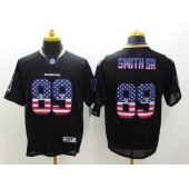 Baltimore Ravens 89 Steve Smith SR Black With USA Flag Number Football Elite Nike NFL Jersey