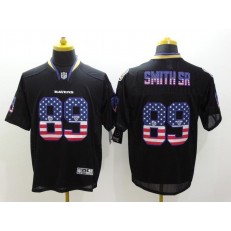 Baltimore Ravens 89 Steve Smith SR Black With USA Flag Number Football Elite Nike NFL Jersey