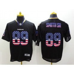 Baltimore Ravens 89 Steve Smith SR Black With USA Flag Number Football Elite Nike NFL Jersey