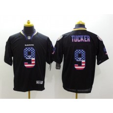 Baltimore Ravens 9 Justin Tucker Black With USA Flag Number Football Elite Nike NFL Jersey