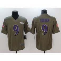 Baltimore Ravens 9 Justin Tucker Olive 2017 Salute To Service Limited Nike NFL Jersey