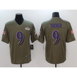 Baltimore Ravens 9 Justin Tucker Olive 2017 Salute To Service Limited Nike NFL Jersey