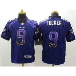 Baltimore Ravens 9 Justin Tucker Purple Team Color Elite Drift Fashion Nike Stitched NFL Jersey