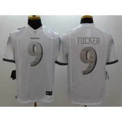 Baltimore Ravens 9 Justin Tucker White Limited Platinum Nike Stitched NFL Jersey