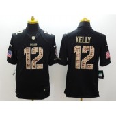 Buffalo Bills #12 Jim Kelly Black Men's Stitched Nike NFL Limited Salute to Service Jersey
