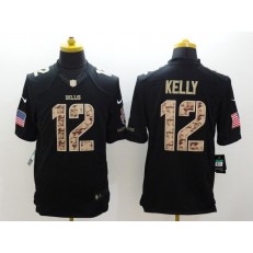 Buffalo Bills #12 Jim Kelly Black Men's Stitched Nike NFL Limited Salute to Service Jersey
