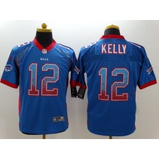 Buffalo Bills #12 Jim Kelly Royal Blue Team Color Men Stitched Nike NFL Elite Drift Fashion Jersey