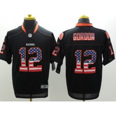 Cleveland Browns #12 Josh Gordon Black USA Flag Fashion Elite Men Nike NFL Jersey