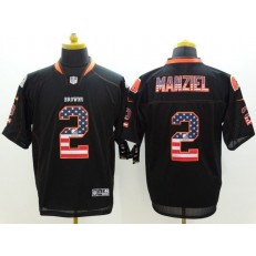Cleveland Browns #2 Johnny Manziel Black USA Flag Fashion Elite Men Nike NFL Jersey