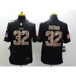 Cleveland Browns #32 Jim Brown Black Men Stitched Nike NFL Limited Salute to Service Jersey