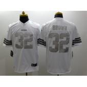 Cleveland Browns #32 Jim Brown White Men Stitched Nike NFL Limited Platinum Jersey