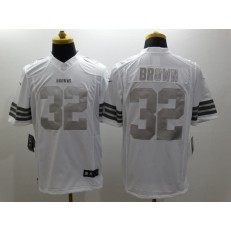 Cleveland Browns #32 Jim Brown White Men Stitched Nike NFL Limited Platinum Jersey