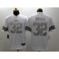 Cleveland Browns #32 Jim Brown White Men Stitched Nike NFL Limited Platinum Jersey