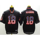 Denver Broncos #18 Peyton Manning Black Fashion USA Flag Number Men Football Elite Nike NFL Jersey