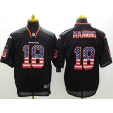Denver Broncos #18 Peyton Manning Black Fashion USA Flag Number Men Football Elite Nike NFL Jersey