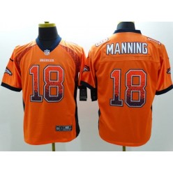Denver Broncos #18 Peyton Manning Orange Drift Men Elite Nike NFL Jersey