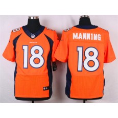 Denver Broncos #18 Peyton Manning Orange Men Stitched Elite Nike NFL Jersey