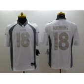 Denver Broncos #18 Peyton Manning White Men Nike NFL Limited Platinum Jersey