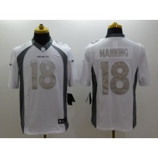 Denver Broncos #18 Peyton Manning White Men Nike NFL Limited Platinum Jersey