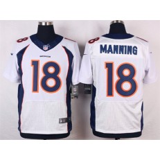 Denver Broncos #18 Peyton Manning White Men Stitched Elite Nike NFL Jersey