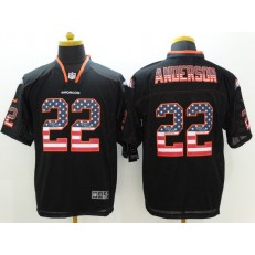Denver Broncos #22 C.J. Anderson Black Fashion USA Flag Number Men Football Elite Nike NFL Jersey