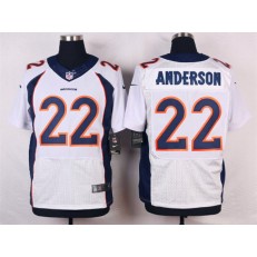 Denver Broncos #22 C.J. Anderson White Men Stitched Elite Nike NFL Jersey