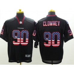 Houston Texans #90 Jadeveon Clowney Black USA Flag Fashion Elite Men Nike NFL Jersey