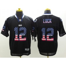 Indianapolis Colts #12 Andrew Luck Black Fashion USA Flag Number Men Football Elite Nike NFL Jersey