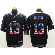 Indianapolis Colts #13 T.Y. Hilton Black Fashion USA Flag Number Men Football Elite Nike NFL Jersey