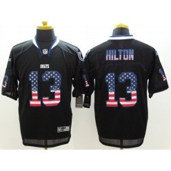 Indianapolis Colts #13 T.Y. Hilton Black Fashion USA Flag Number Men Football Elite Nike NFL Jersey