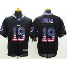 Indianapolis Colts #19 Johnny Unitas Black Fashion USA Flag Number Men Football Elite Nike NFL Jersey