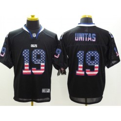Indianapolis Colts #19 Johnny Unitas Black Fashion USA Flag Number Men Football Elite Nike NFL Jersey
