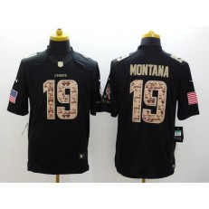 Kansas City Chiefs #19 Joe Montana Black Men Stitched Nike NFL Limited Salute to Service Jersey