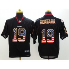 Kansas City Chiefs #19 Joe Montana Black USA Flag Fashion Elite Men Nike NFL Jersey