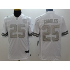 Kansas City Chiefs #25 Jamaal Charles White Men Stitched Nike NFL Limited Platinum Jersey
