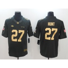 Kansas City Chiefs #27 Kareem Hunt Anthracite Gold Salute to Service Limited Nike NFL Jersey