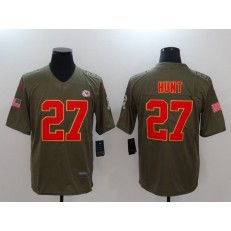 Kansas City Chiefs #27 Kareem Hunt Olive 2017 Salute To Service Limited Men Nike NFL Jersey