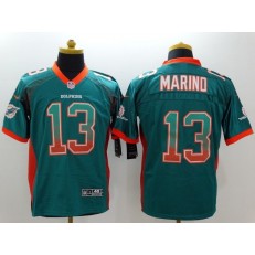 Miami Dolphins #13 Dan Marino Aqua Green Embroidered Elite Drift Nike NFL Jersey