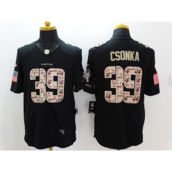 Miami Dolphins #39 Larry Csonka Black Men Stitched Nike NFL Limited Salute to Service Jersey