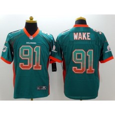 Miami Dolphins #91 Cameron Wake Aqua Green Embroidered Elite Drift Nike NFL Jersey