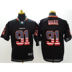 Miami Dolphins #91 Cameron Wake Black USA Flag Fashion Elite Men Nike NFL Jersey