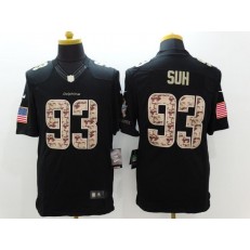 Miami Dolphins #93 Ndamukong Suh Black Men Stitched Nike NFL Limited Salute to Service Jersey