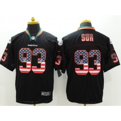 Miami Dolphins #93 Ndamukong Suh Black USA Flag Fashion Elite Men Nike NFL Jersey