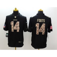 San Diego Chargers #14 Dan Fouts Black Men Stitched Nike NFL Limited Salute to Service Jersey